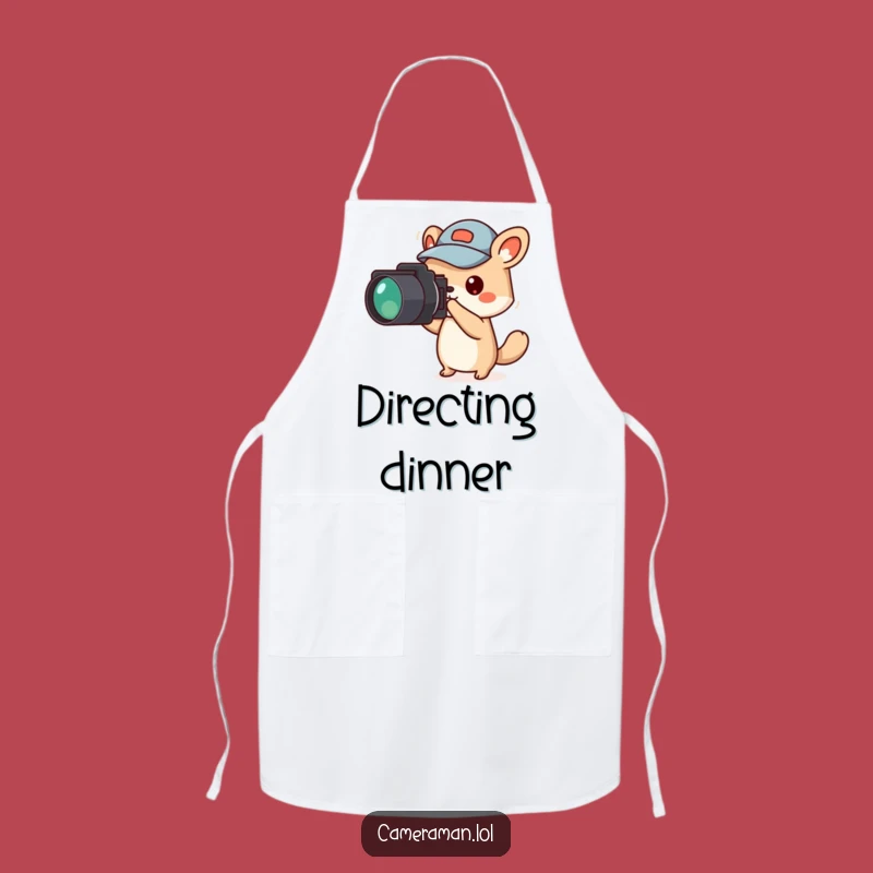 Funny Animal Reporter Apron: Jaunty Cap Points Camera for a Hilarious Kitchen Newsroom