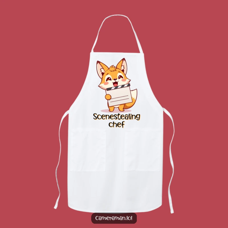 Funny Fox Filmmaker Apron: Energetic Sprite Clapping for a Hilarious Kitchen Director Gift