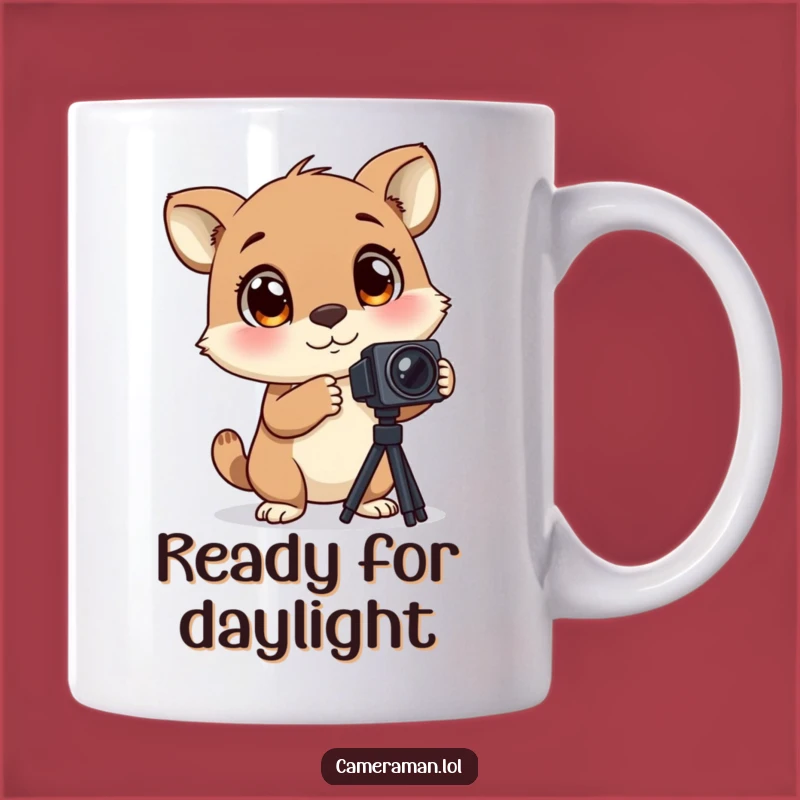 Funny Excited Animal Mug - Blinking Eyes Photographer, Tripod Setup, Perfect Gift