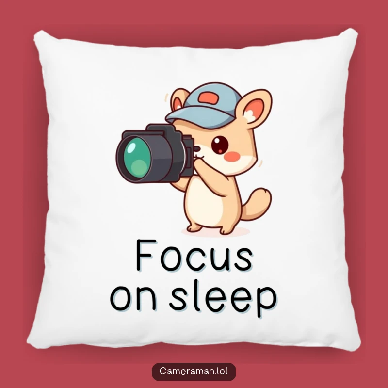 Funny Animal Reporter Pillow: Jaunty Cap Points Camera for Cozy Investigative Support