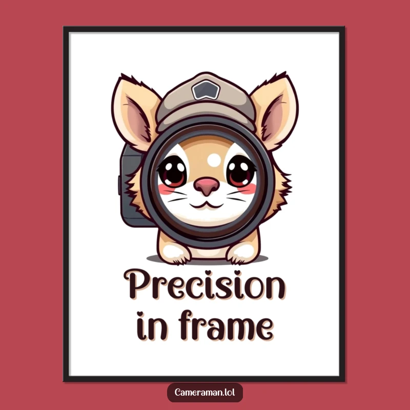 Funny Determined Photographer Digital Print - Focused Wall Art, Peaked Cap Decor Gift