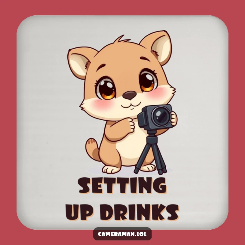 Funny Excited Animal Coaster - Tripod Protection, Blinking Photographer Drink Gift