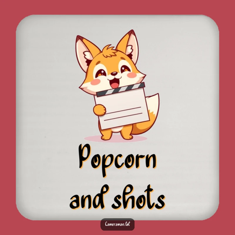 Funny Fox Filmmaker Drink Coaster: Energetic Sprite Clapping for Movie Night Protection