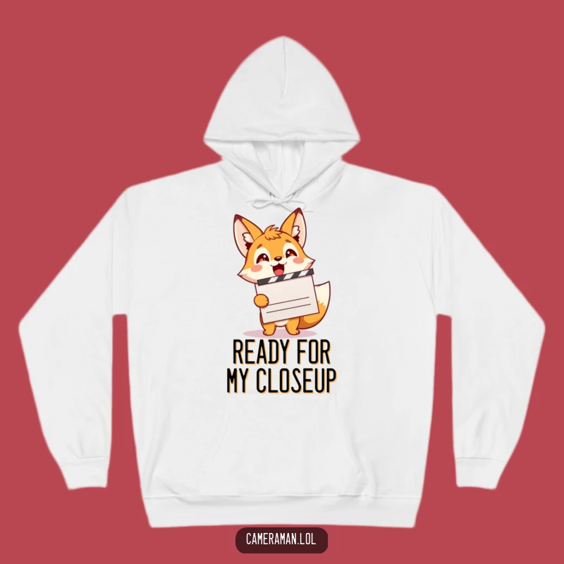 Funny Fox Filmmaker Hoodie: Cozy Sprite Clapping for a Hilarious Movie Night Gift