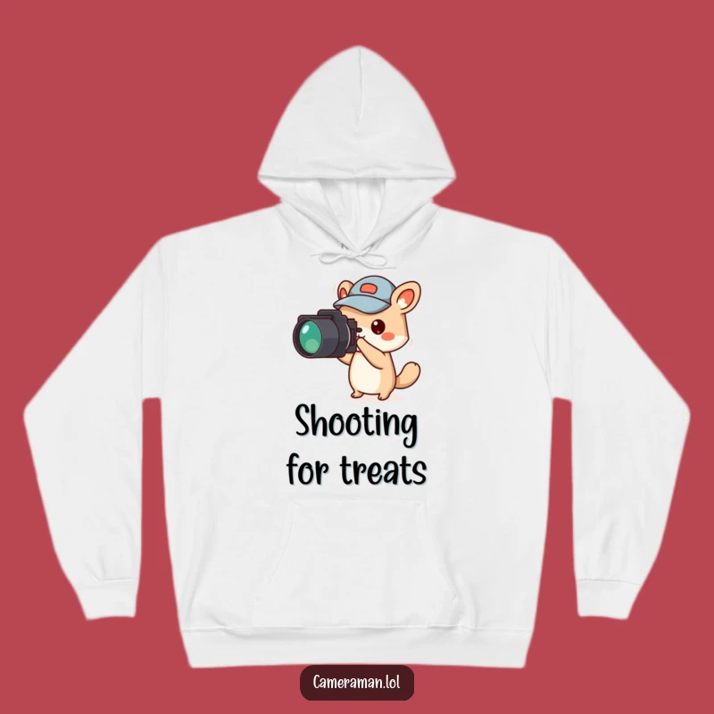 Funny Animal Reporter Hoodie: Jaunty Cap Points Camera for Cozy Journalism Fun Gift