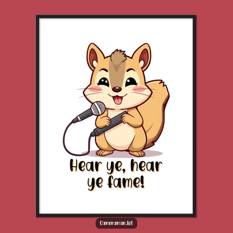 Funny Free Printable Wall Art: Squirrel Reporter's Determined Scoop Downloadable Decor