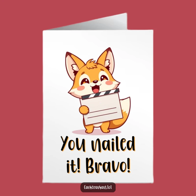 Free Printable Congrats Card: Energetic Fox Movie Director's Success Downloadable Gift
