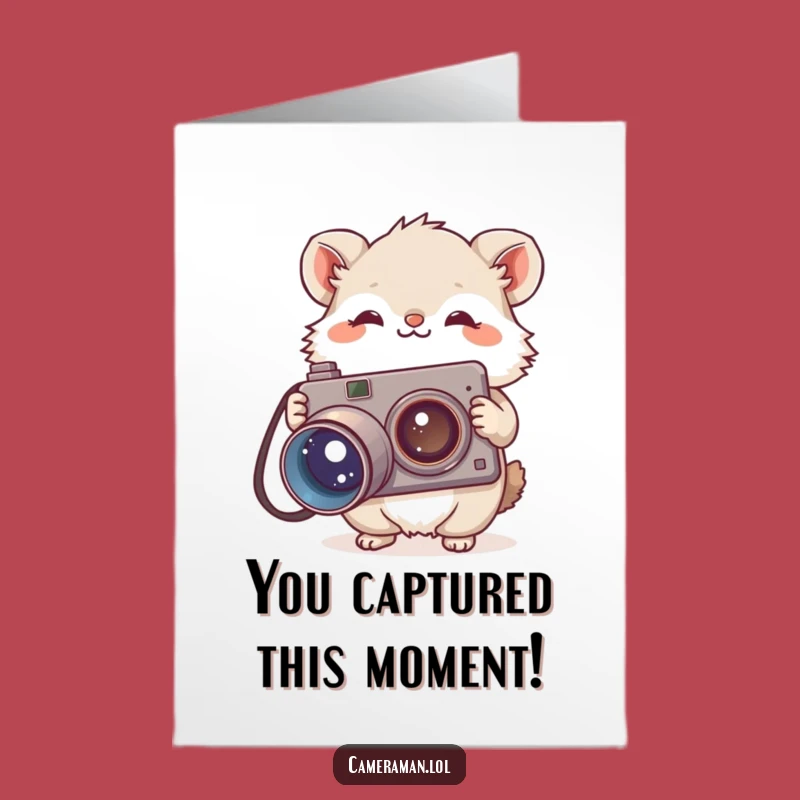 Free Printable Congrats Card: Fluffy Animal Photographer Captures Success - Downloadable