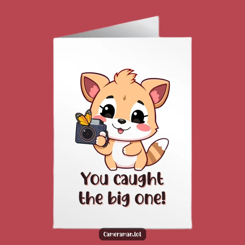 Free Printable Congrats Card: Happy Animal Photographer & Butterfly - Downloadable