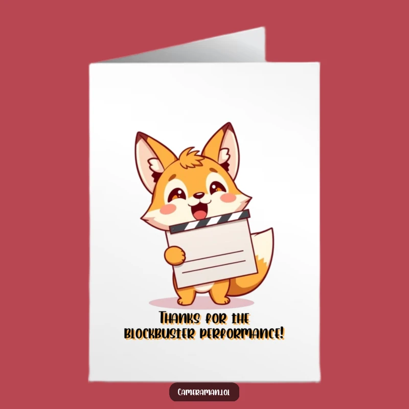 Free Printable Thank You Card: Grateful Fox Filmmaker's Appreciation Downloadable Gift